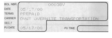 Original Bill of Lading