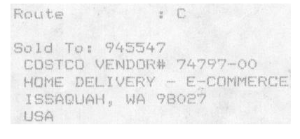 Original faint dot matrix receipt